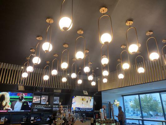 The lighting above the bar.