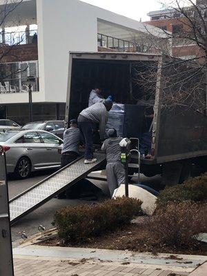 Loading the truck in freezing weather.