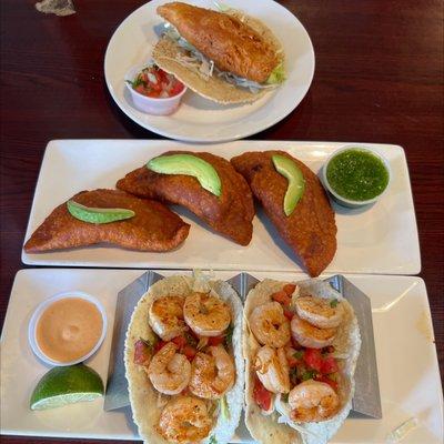 Fish Taco, shrimp Empanadas, taco mazatlan