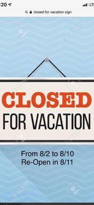 Closed for Vacation