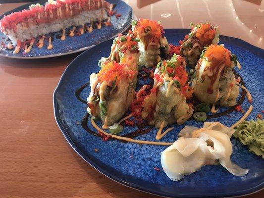 Geisha roll (left) and Death by Sushi roll (right)