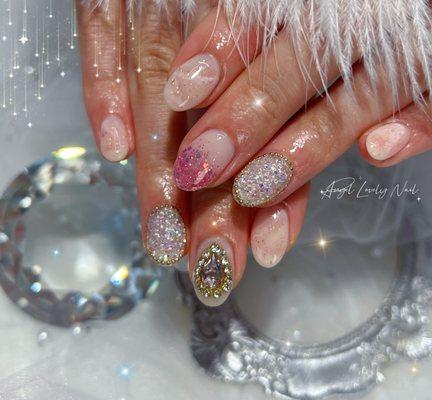 Marble & pixie & stone nail art