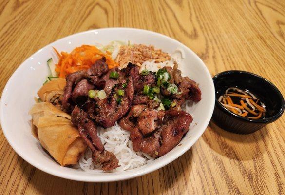 Vermicelli With Grilled Pork and Egg Rolls