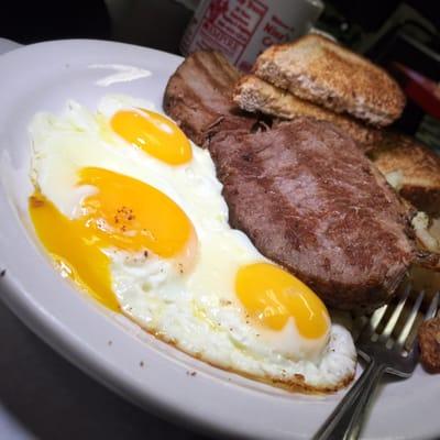 Pot Roast & Eggs: Potatoes & Onions, Toast.