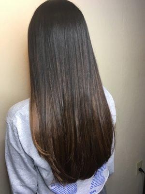 Natural Ombré. Haircut long soft layers.