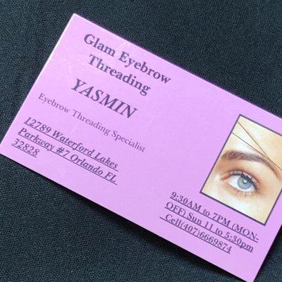 Yasmin's business card