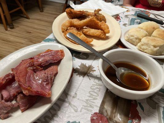 Ham, chicken, catfish, biscuits, red-eye gravy