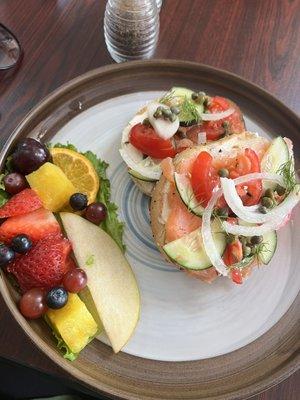 Lox Sandwich and side of Fruit