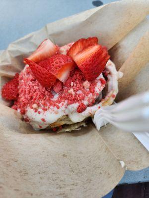 The Missy Elliott: w/ strawberry shortcake crumbles and fresh strawberries.