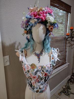 Headband, blue wig, necklace, and corset can also be split up