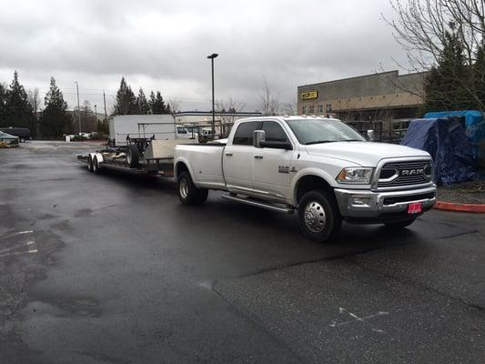 Bel-Kirk's tow rig picking up a few projects from the powder coating shop!  Custom Chevy chassis and a Polaris Rzr chassis!