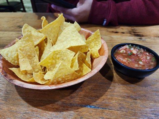 Chips and mild salsa (not complimentary, costs $3.50)