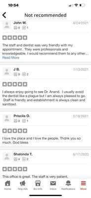 Reviews from patients not put forward by Yelp