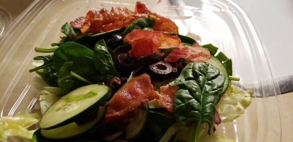 Subway salad with bacon.