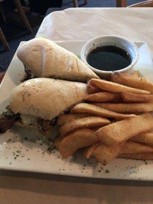 Philly cheesesteak dip with fries