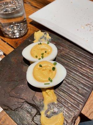 Buffalo blue deviled eggs