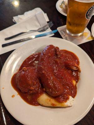 Stuffed shells with meatballs and sausage