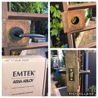 Custom Emtek lock installed on a gate for a customer. Looking for a Pro locksmith service? Call Go Pro Locksmith Palo Alto 650-684-5844