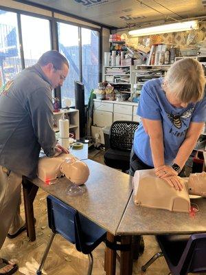 Terri's daycare staff once again renewing their CPR and first aid with me. It was so great seeing you all again, you're so much fun