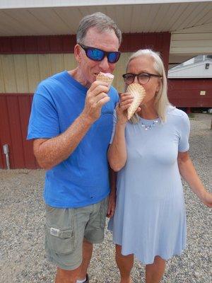 Owners of Cider Hill enjoying their own frozen treat!