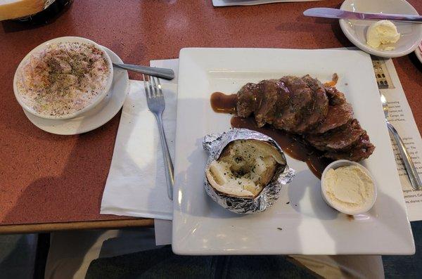 Meatloaf, potato, coleslaw