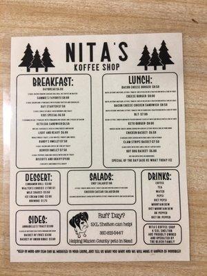 New menu of the new owners... food stuff.