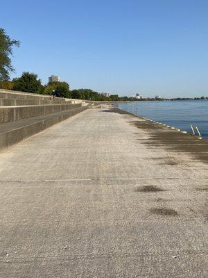 Facing north along the lakefront