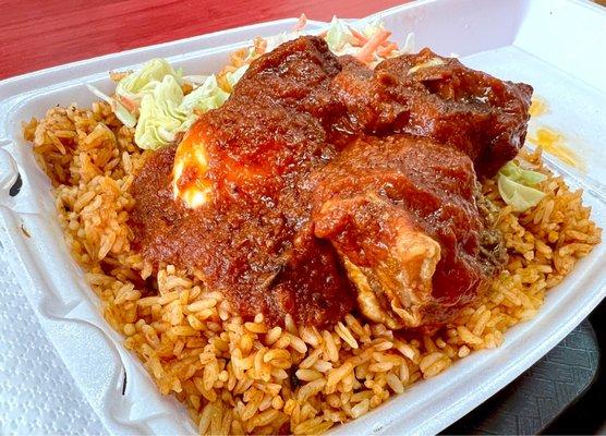 Jollof Rice with meat (beef & fish)