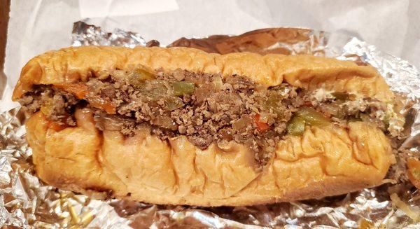 Metro Cheesesteak: With grilled onions, hot and sweet peppers, Small ($13.95)