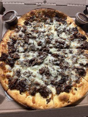 Ribeye steak pizza