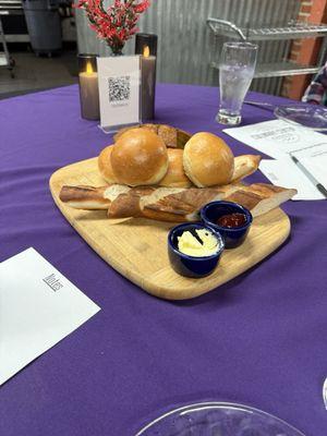 All the bread we were making was on our table to snack on.