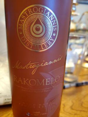 We love our bottle of Rakomelo from Mastrogiannis!