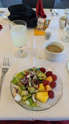 Soup and bread also included with meal. They have lemonade and ice tea included too.