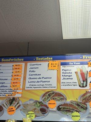 Menu  Tostadas