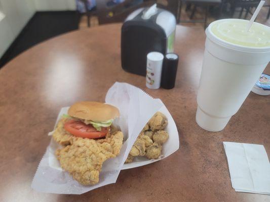 Here for their amazing breaded pork tenderloin sandwich and fried mushrooms