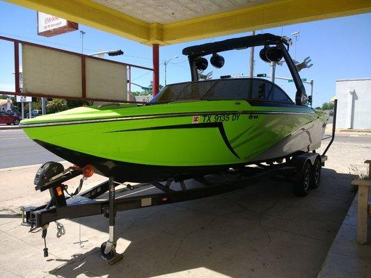 Tinting your boat windshield is a great solution to the glare reflecting of the water.