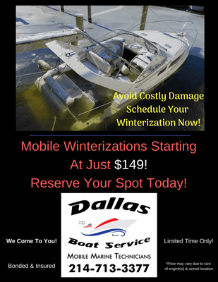 Reserve Your Boat Winterizing Spot now! Spaces Are limited!