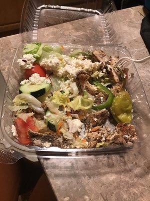 I couldn't help myself but to start eating this Greek salad but had to show how generous they are with it! It even has color!