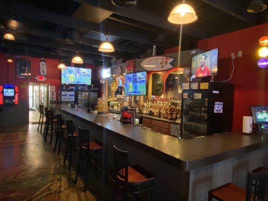 Bar area with 3 of our 6 flat screen TVs