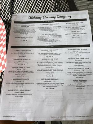 Beer menu