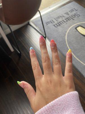 These are the nail I got today I will never go to another nail salon they did an amazing job on my nails I totally recommend