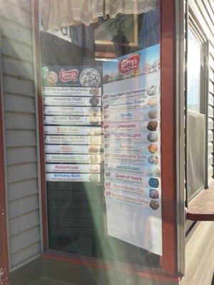 Ice cream menu