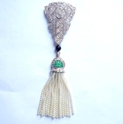 ART DECO PEARL AND DIAMOND PENDANT