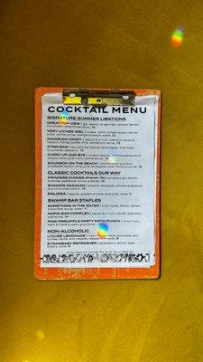 Summer 2024 Cocktail menu