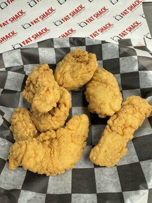 Chicken Fingers, can also be ordered as Buffalo style tossed in sauce