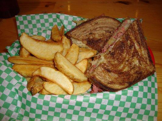 Reuben Sandwich with steak fries - good!