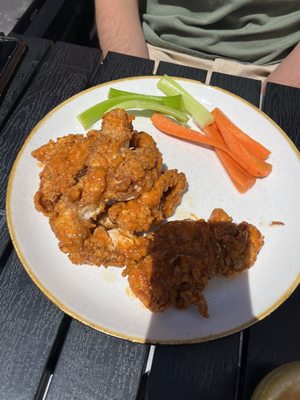 Buffalo tenders with celery and carrots