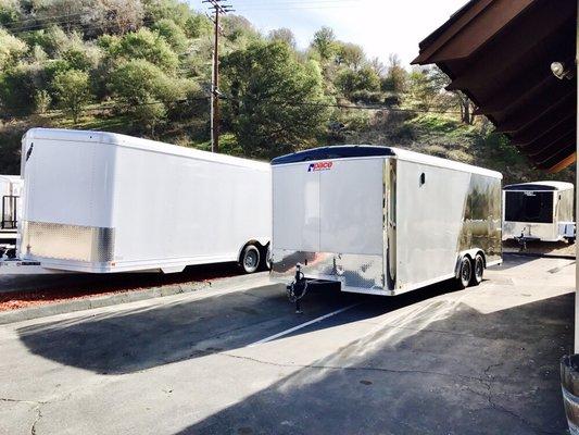 24' Featherlite aluminum auto hauler and Pace American Upgraded 20' two-tone car trailers on the lot now!