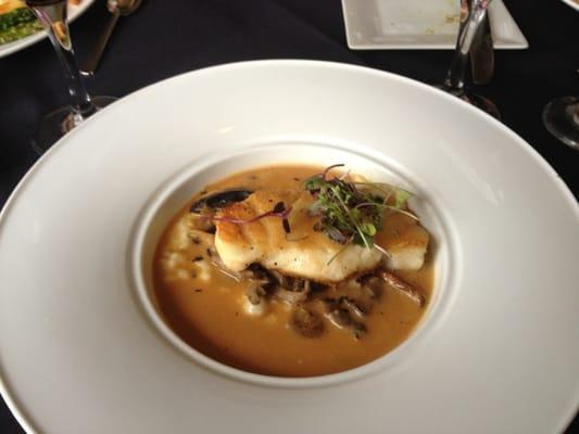 Chilean Sea Bass with Wild Mushroom Risotto