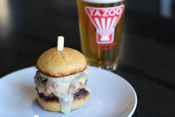 Mini Duck Burger with brie cheese